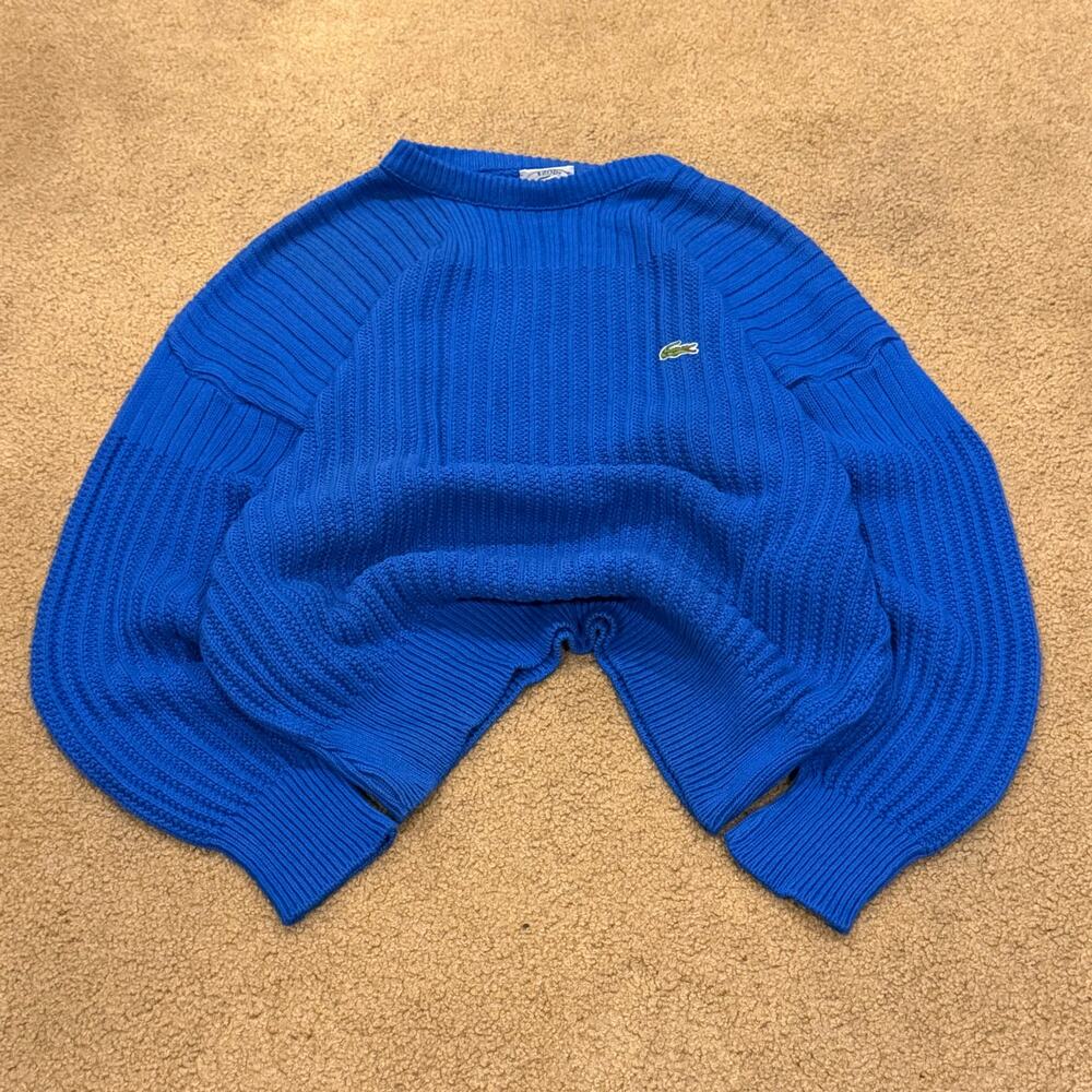 Vintage 90s Izod Lacoste Ribbed Knit Sweater Mens XL Blue Baggy Boxy USA